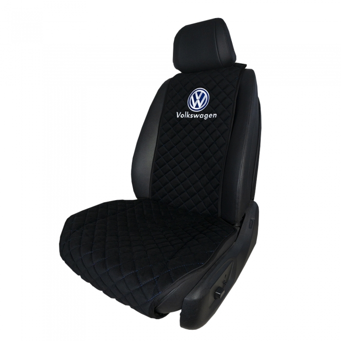 Накидки на сидения Передние накидки с вышивкой Volkswagen (Черно-синий)