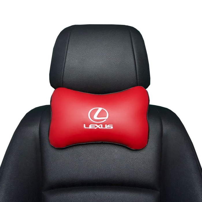 Подушки под шею Подушка под шею красная с вышивкой Lexus лого (Белая)